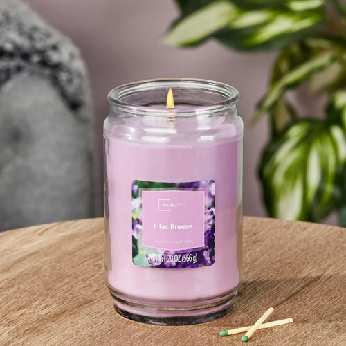 Lilac Breeze scented single-Wick Large Glass Jar Candle 20 oz...